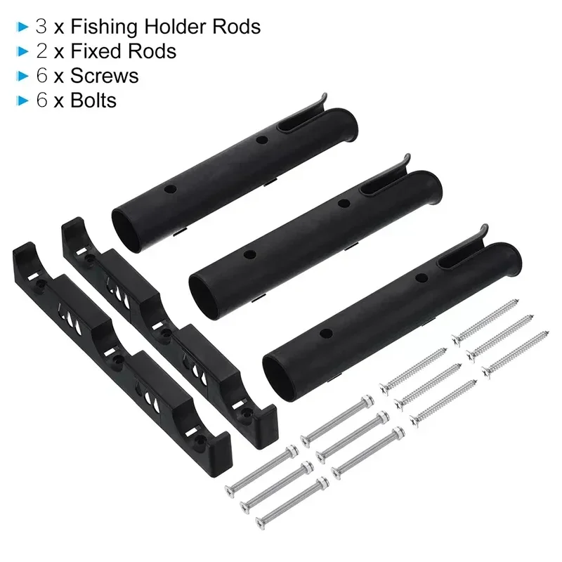 1 Set Plastic Fishing Tube Rod Holder Bracket with Slots for Boats Kayak Crate Cooler 3-Link Side-Mount Fishing Pole Rack Holder