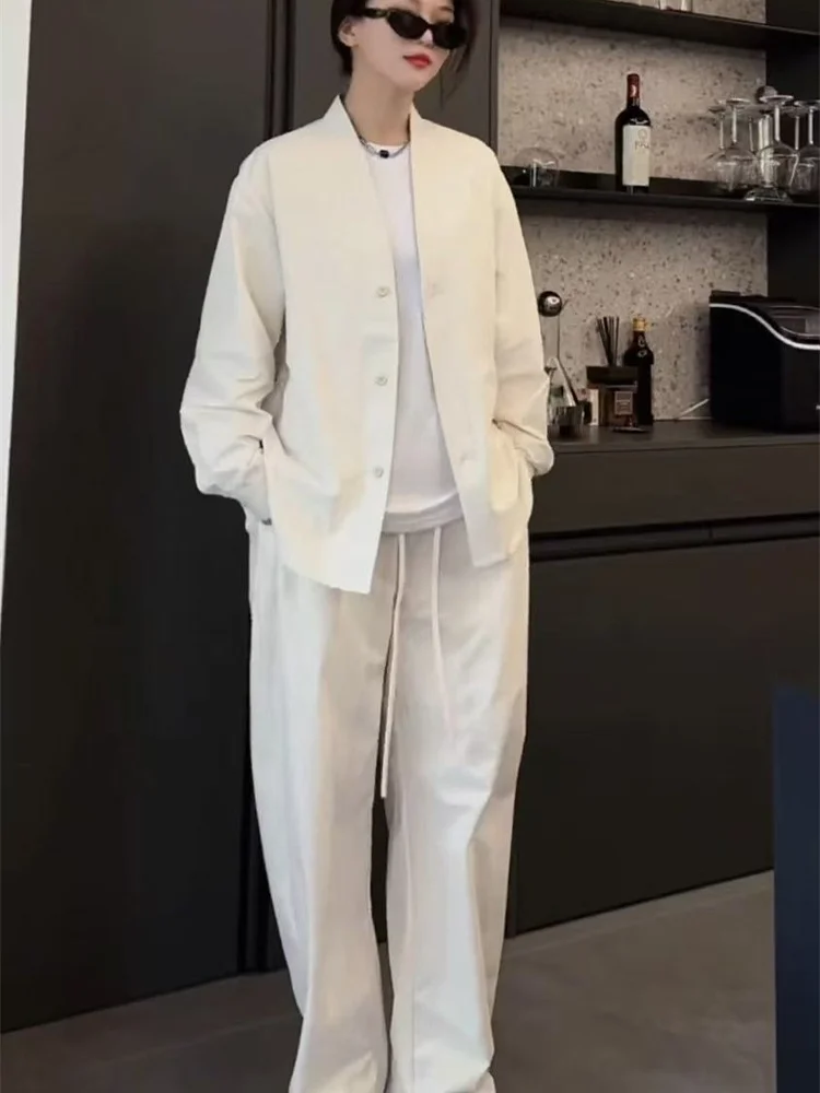 

Spring Summer Men's Thin Minimalist Color High-End Casual Fashion Set Couple Style Jacket Casual Pants Two-Piece Set
