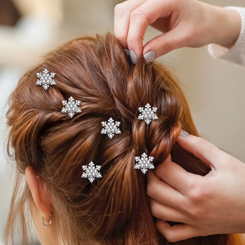 

15Pcs Snowflake Spiral Rhinestone Hair Clips Crystal Metal Twist Bridal Hair Pins Jewelry for Wedding Christmas Party