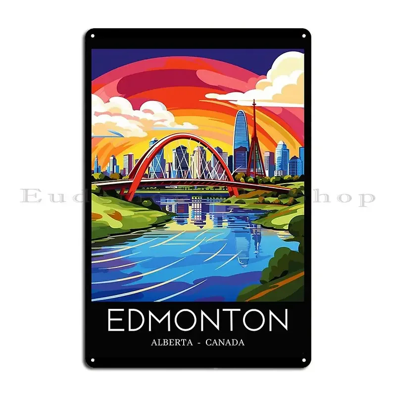 A Pop Art Travel Print Of Edmonton Canada Metal Plaque Design Party Club Iron Club Tin Sign Poster