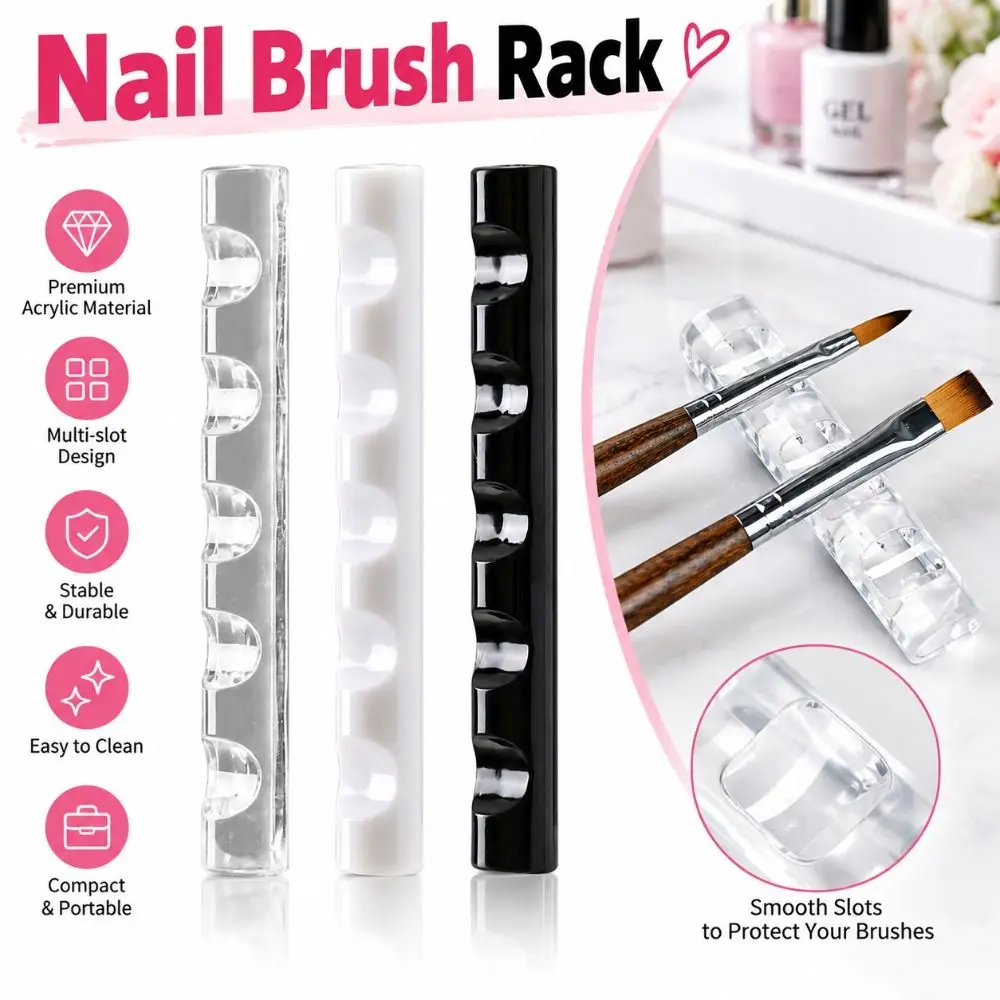 High Quality 5 Grids Nail Brush Rack Portable Acrylic Acrylic Brush Holder Multi-Functional Pen Brush Stand for Manicure Tools