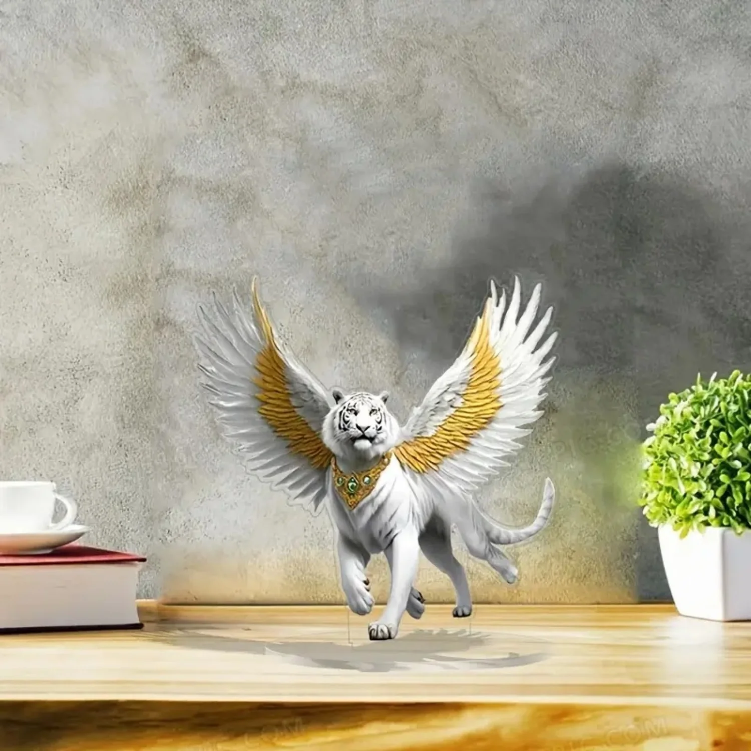 Statua di tigre volante, statuetta acrilica di animali piatti 2D, casa, ufficio, caffetteria, stanza, vetrina, ornamento da tavolo, kit regalo per decorazioni da tavolo