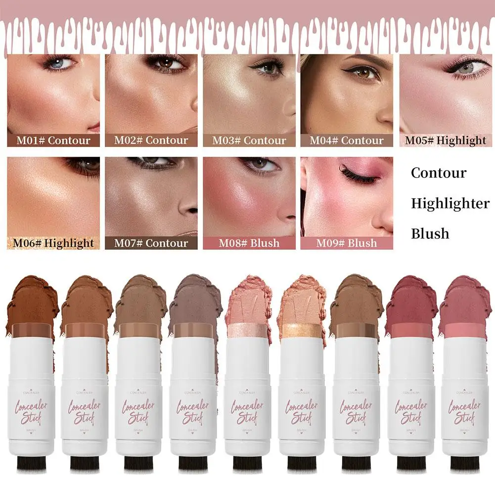 Hellokiss-化粧品用の高光沢パウダー化粧品,化粧ブラシ,デュアルパーパスブラシ,女性用スティック,wi h4t9,2 in 1