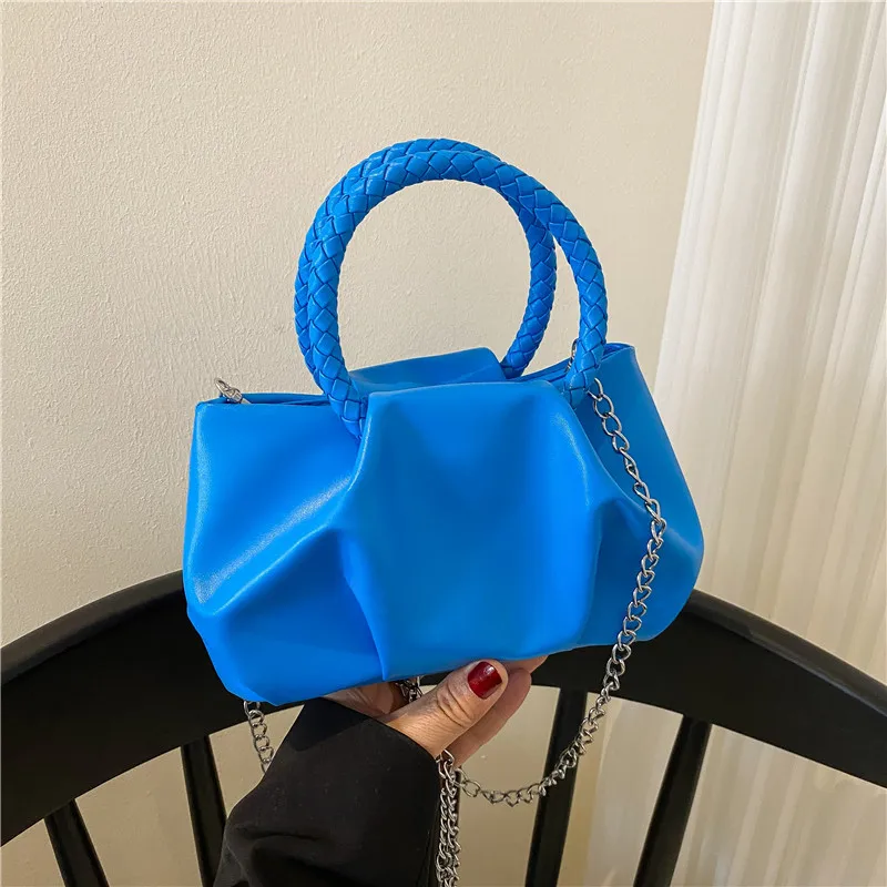 Bolso de mano de lujo a la moda para mujer, bandolera con cadena para la compra, bolso de mano con bola de masa hervida, 2022