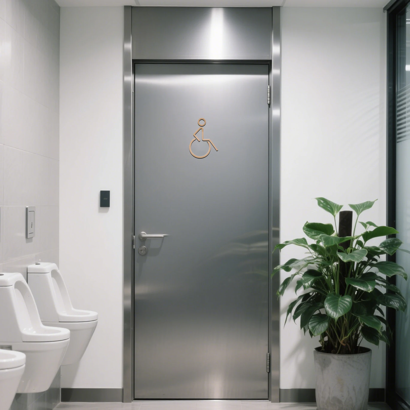 Bagno per porta Simbolo per disabili Segni di identificazione per bagno in acrilico per sedia a rotelle Materiale facile per disabili