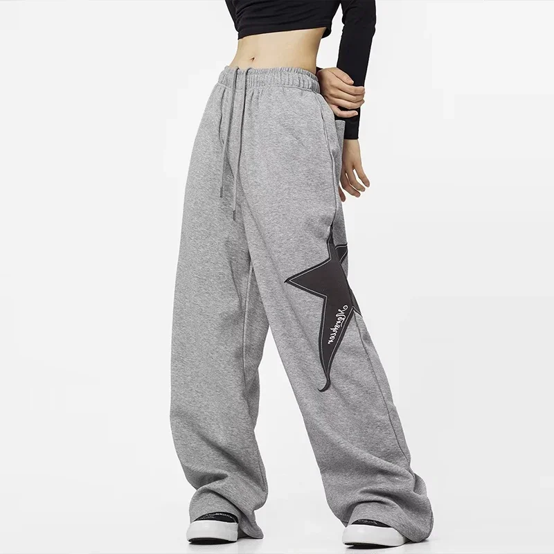 VIPOL Y2K Streetwear Star Jogging Sweatpants Women Harajuku Retro Vintage Patchwork Sports Pants Oversized Hip Hop Wide Joggers