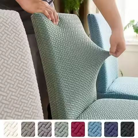 Long Grid Jacquard Chair Cover Solid Color Elastic Chair Package Chair Cover Bench Anti Fouling Cover Chair Protection