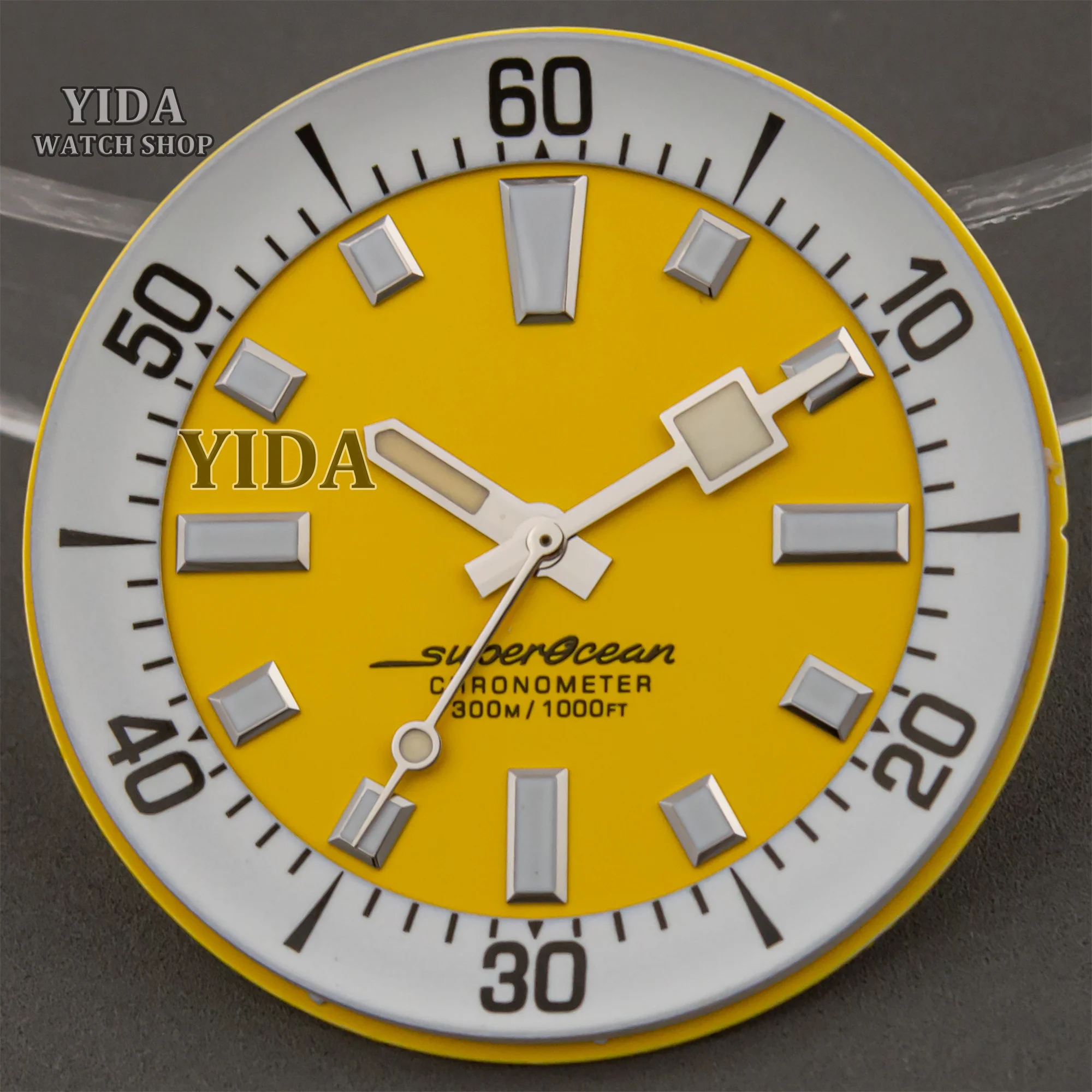 33.5MM Watch Dial Hands NH35 Watch Needles for SUPEROCEAN NH35 NH36 Movement Green Luminous Watch Faces Blue Luminous Hands Mod