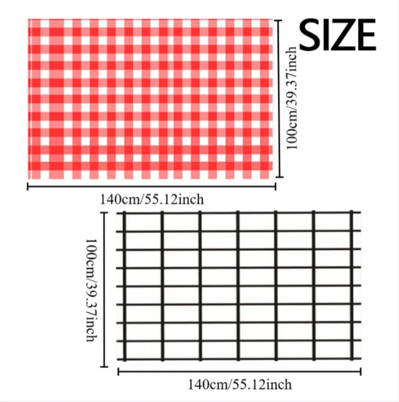 3PCS Red Black Disposable Checkered Tablecloth Kitchen Supplies Plastic Waterproof Tablecloth Birthday Party Outdoor Picnic