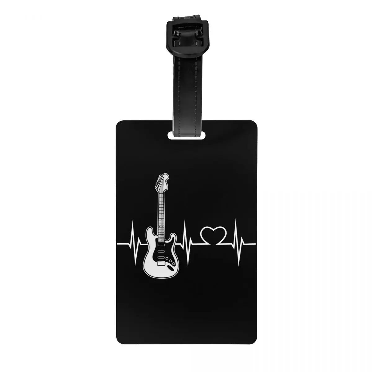 Custom Rock Guitar Heartbeat Luggage Tag With Name Card Music Singer Privacy Cover ID Label for Travel Bag Suitcase