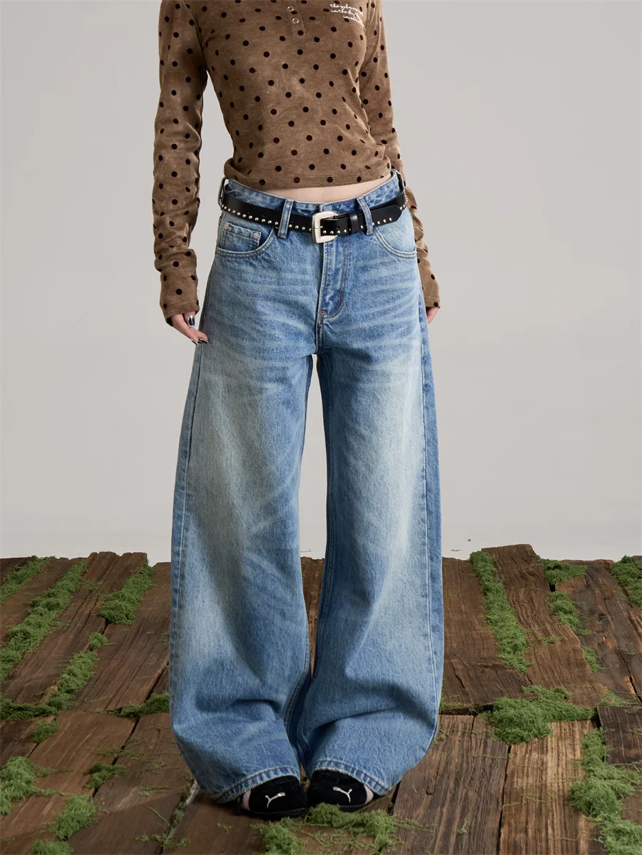 Washed American Retro Women's Loose Wide Leg Jeans ONLPP Vintage Style Spring Collection Ladies High Waist Micro Stretch