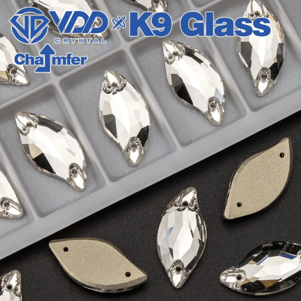 Foglia di VDD di alta qualità AAAAA K9 pietre di vetro Flatback Strass di cristallo cucire su Strass indumento cucito diamante per vestiti gioielli