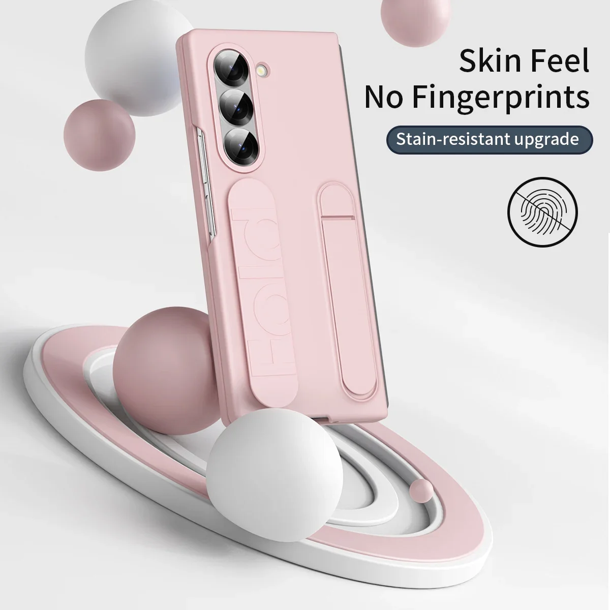 Skin Friendly Matte Silicone Wristband Bracket Case for Samsung Galaxy Z Fold 6 5 Optional with Tempered Glass Shockproof Cover