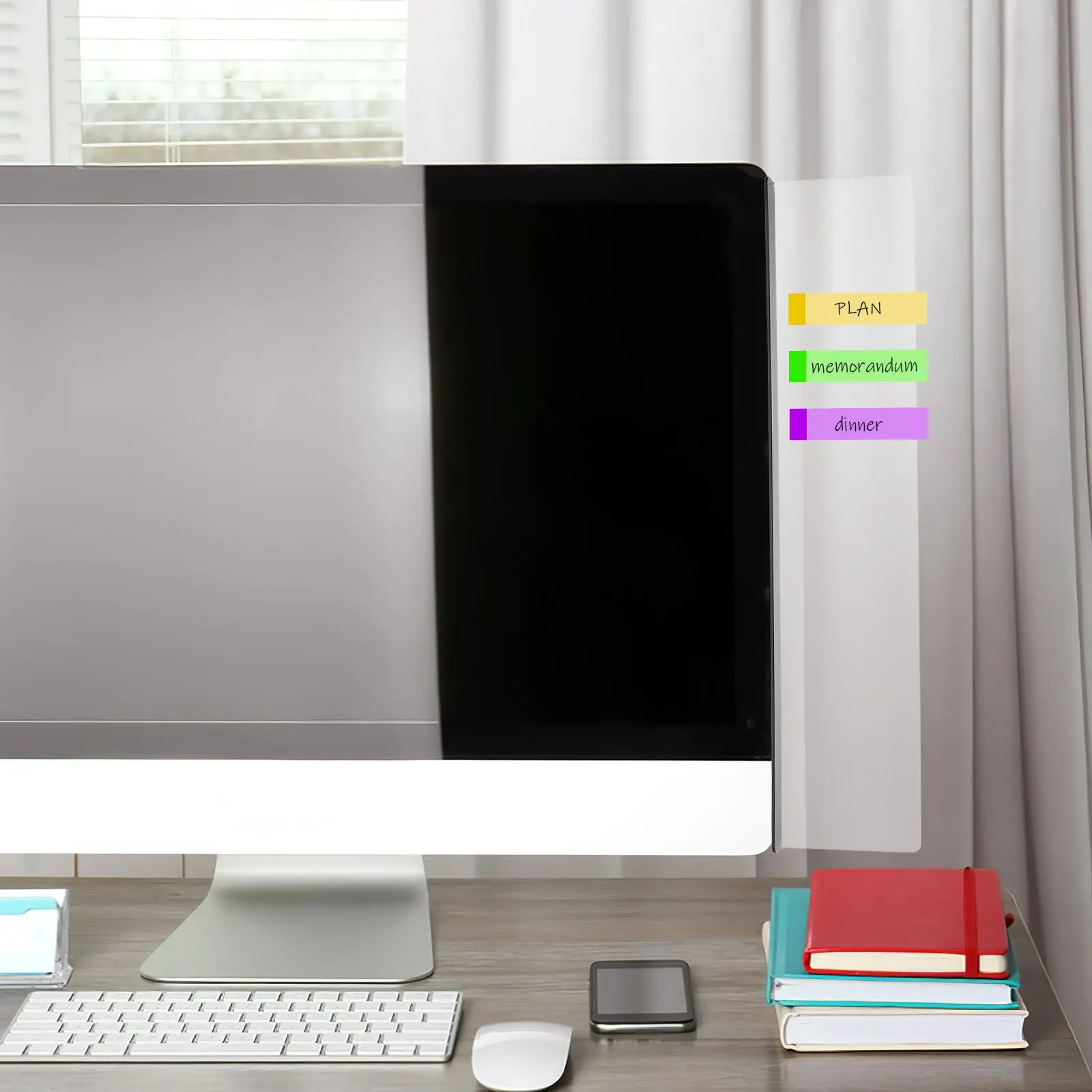 Monitor Memo Board 35x8x2CM Clear Acrylic Notes Holder Computer Screen Message Reminder Desk Necessities Storage