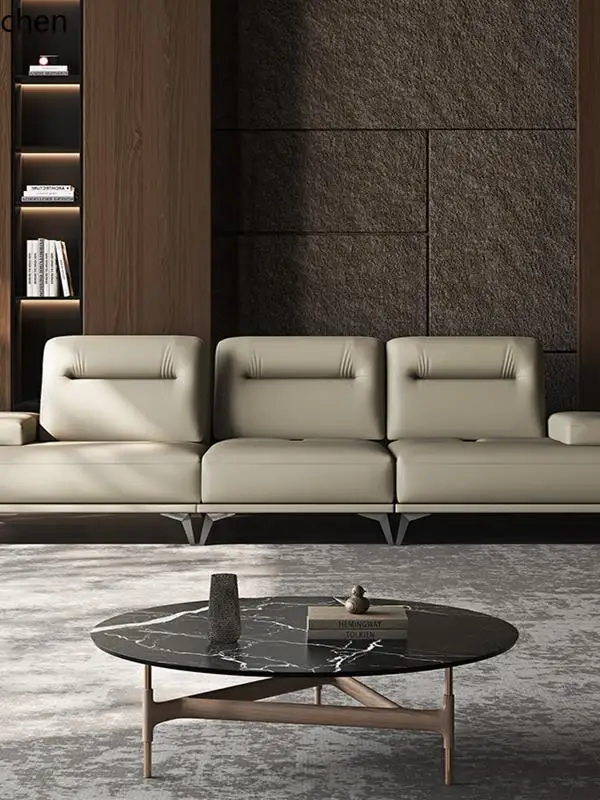 

LXC leather sofa living room full top layer cowhide sofa multi-functional leather sofa