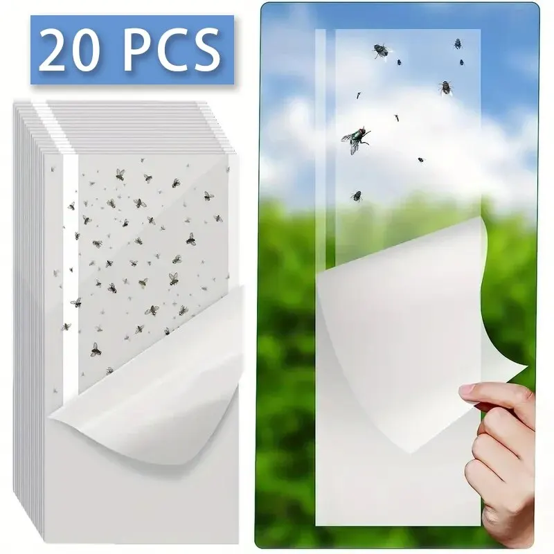 창문 플라이 캐처, 파리 및 과일 파리용 실내 사용 가능, 20 개 곤충 트랩 방지용 강력한 접착지 
