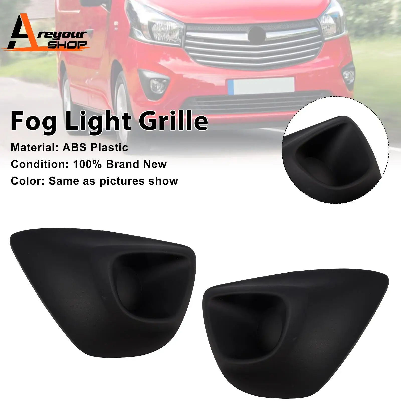 

2PCS Front Bumper Fog Light Cover Grille Fit for Vauxhall Vivaro B MK2 2015 2016 2017 2018 2019