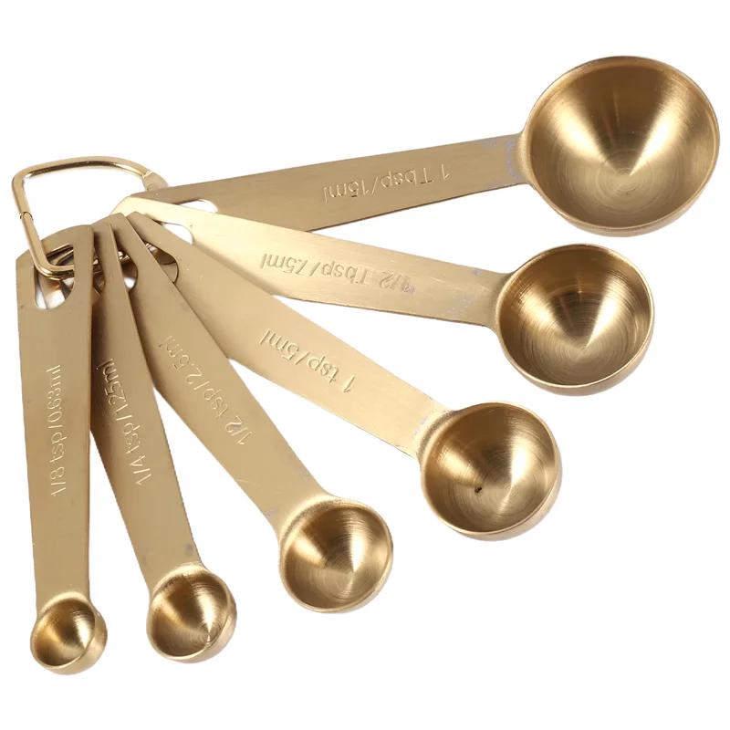 

Measuring Spoon Useful Stainless Steel Measuring Cup Cozinha Coffee Measuring Spoons Tea Gold-A50M