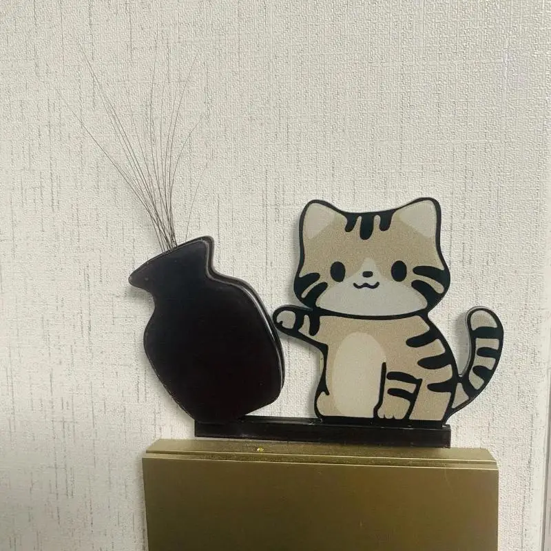 [Y]Cat Pushing Vase Refrigerator Magnet Home Decor Fridge Magnet Cat Whisker Collection Memorial Box Home Office Decor For Gift