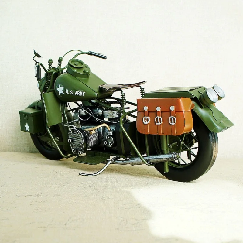 Large Retro Motorcycle Model Green Static Metal Motorcycle Model Home Decoration Collectibles Crafts Best Gift For Friend