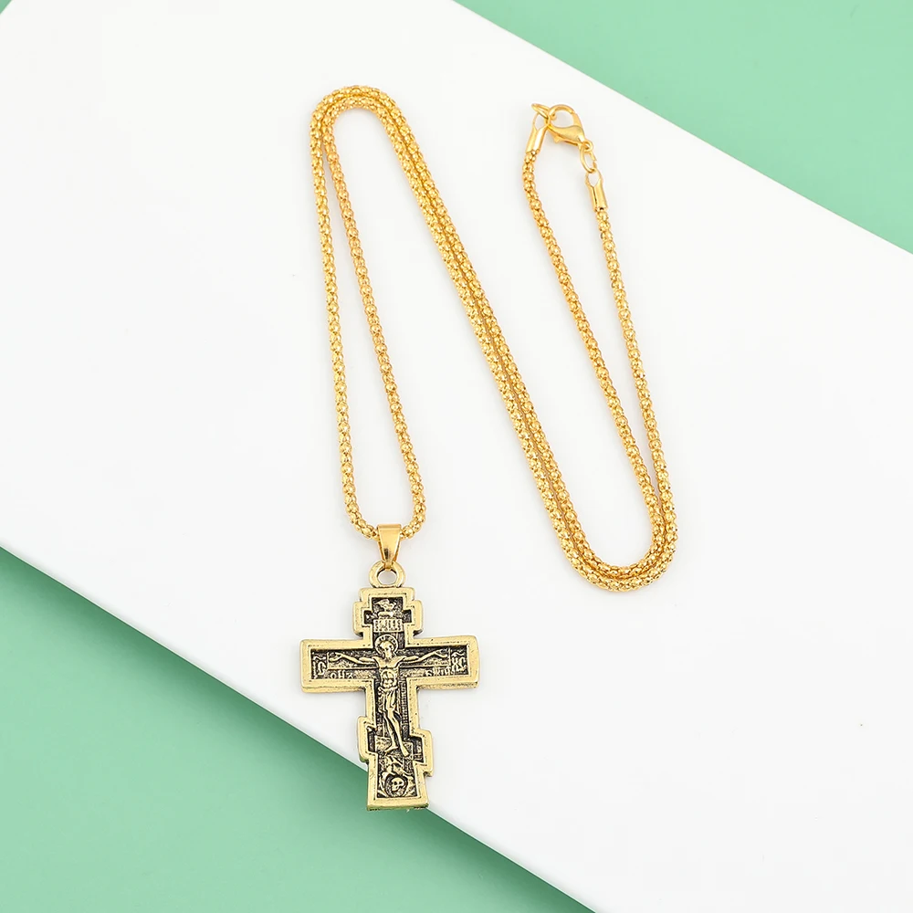 Jesus Cross Men Necklaces Pendant Chain Amulet Vintage New In For Women Fashion Jewelry Gifts Wholesale