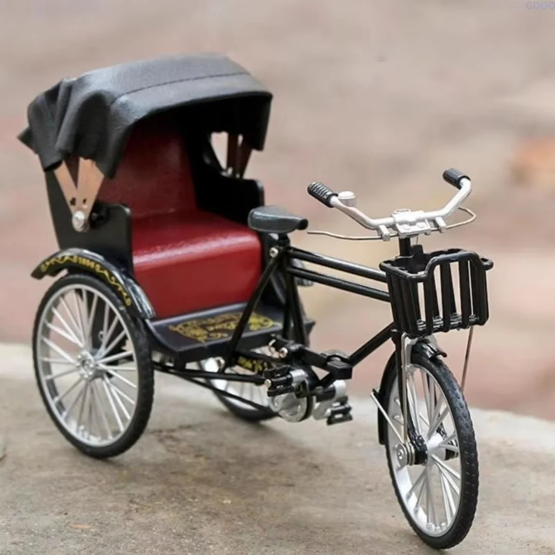 앤티크 자전거 올드 릭샤 모델 올드 레트로 전시품 수집품 테이블 장식 삼륜차 생일 서프라이즈 선물 어린이 장난감