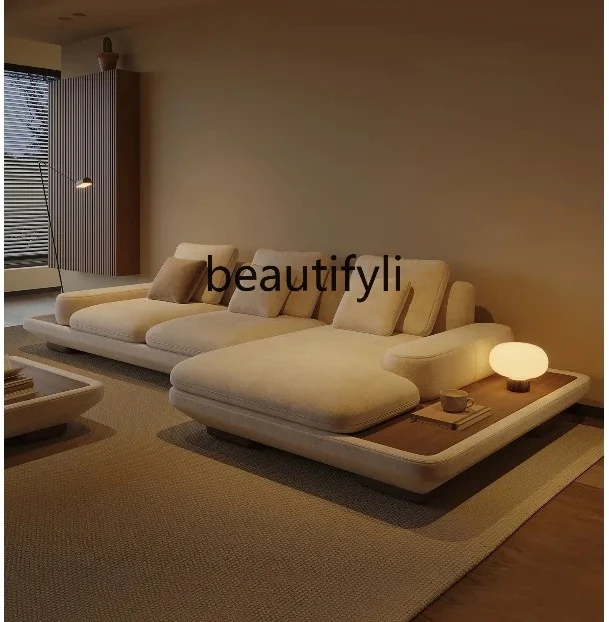 Vintage Style Floor Sofa Tech Fabric L-Shaped Chaise Corner Japanese Wabi-Sabi Style Feng Yunwan Sofa New Model