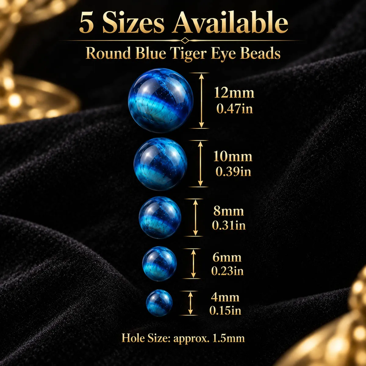4-12mm 16pcs Stones Half Strand Lake Blue Tigers Eye  Spacer Loose Beads For Jewelry Bracelets Necklace Making DIY Accessories