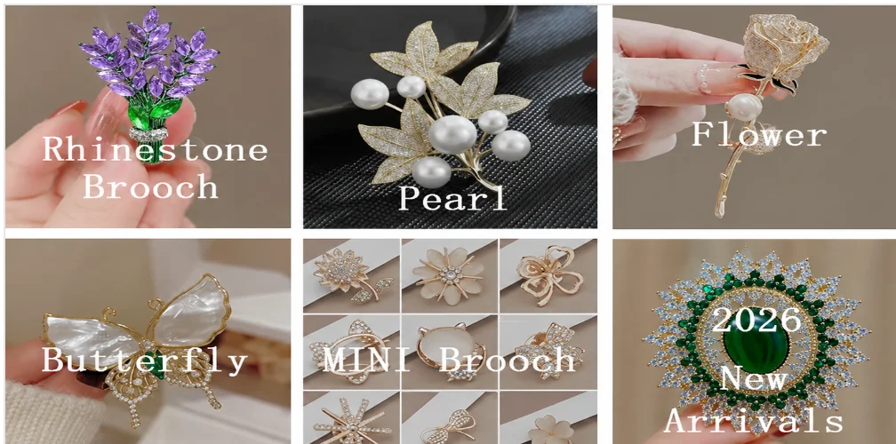 Green Red Crystal Rhinestone Four-Leaf Clover Flower Brooches Lapel Pins Jewelry Clothing Accessories Brooch for Women 2024