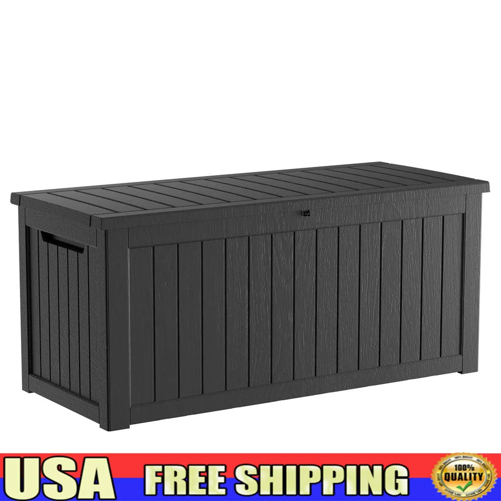 230 Gallon Lockable Waterproof Resin Deck Box UV-Resistant Outdoor Storage Cushion Delivery Large Capacity Handles Easy Install