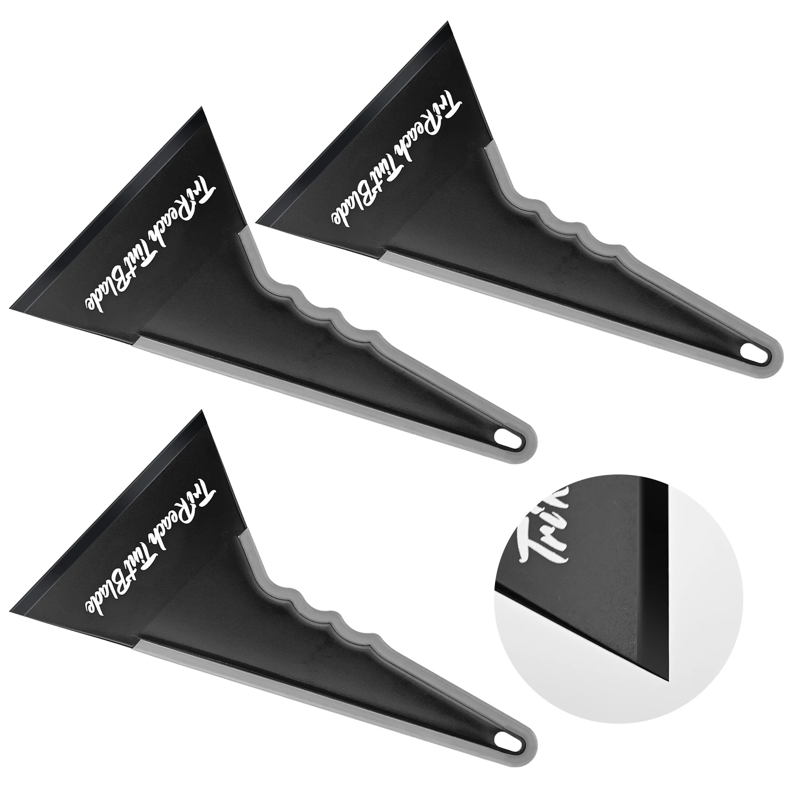 FOSHIO 3 Pack Sharp Triangular Squeegee Tool Plastic Contour Tip Scraper For Auto Car Glass Film Installation Windshield Tinting