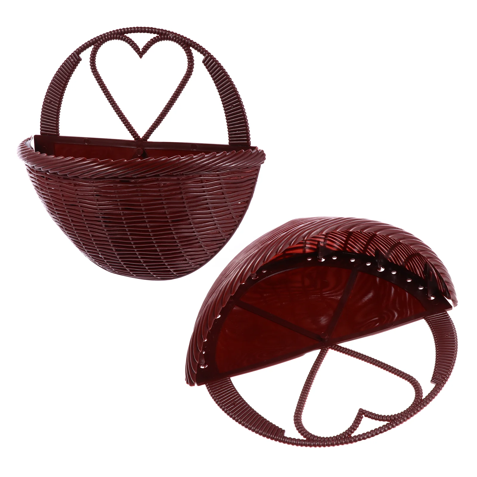 2 Pcs Tray Decor Weaving Wall Hanging Flower Basket Planter Baskets Plastic Pot Mount Holder Brown Decors