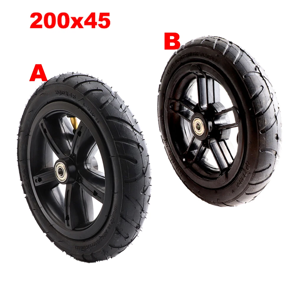 

200x45 Pneumatic Tire 8-inch Wheels for Electric Scooters Handcart Wheelchair Baby Stroller Skateboard Tyre with Wheel Hubs