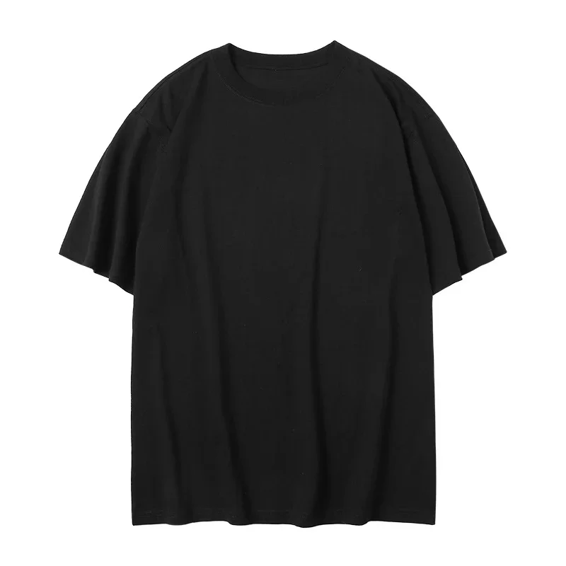 Kurzärmliges, vielseitiges, einfarbiges Baumwoll-T-Shirt mit Rundhalsausschnitt in Übergröße, lockeres Schulterdesign, anpassbares DIY-Werbeshirt