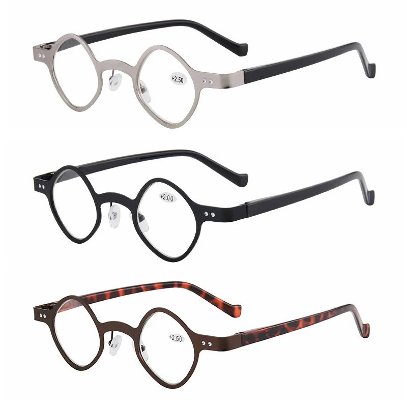 

Pop Vintage Men Reading glasses 40mm Square Blue cut Reader Women Small stainless Magnifier