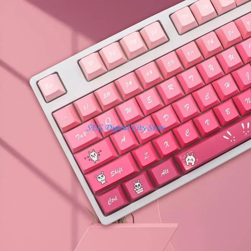 u75b سميكة PBT Dye-Sub Keycaps 136 Keys Keycap Pink لـ 61/68/75/84/980 #3
