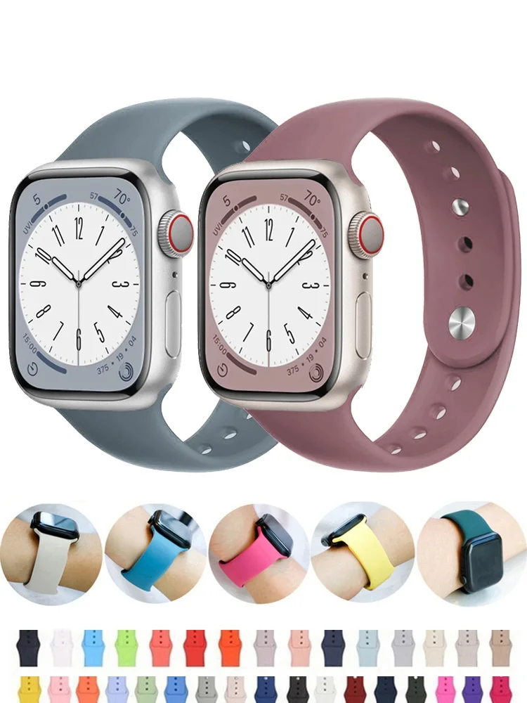 Silikonarmband für Apple Watch-Armbänder 44 mm 40 mm 49 mm 45 mm 41 mm 38 mm 42 mm 44 mm Armband iWatch Serie 9 8 7 6 5 3 SE Ultra 2 Band