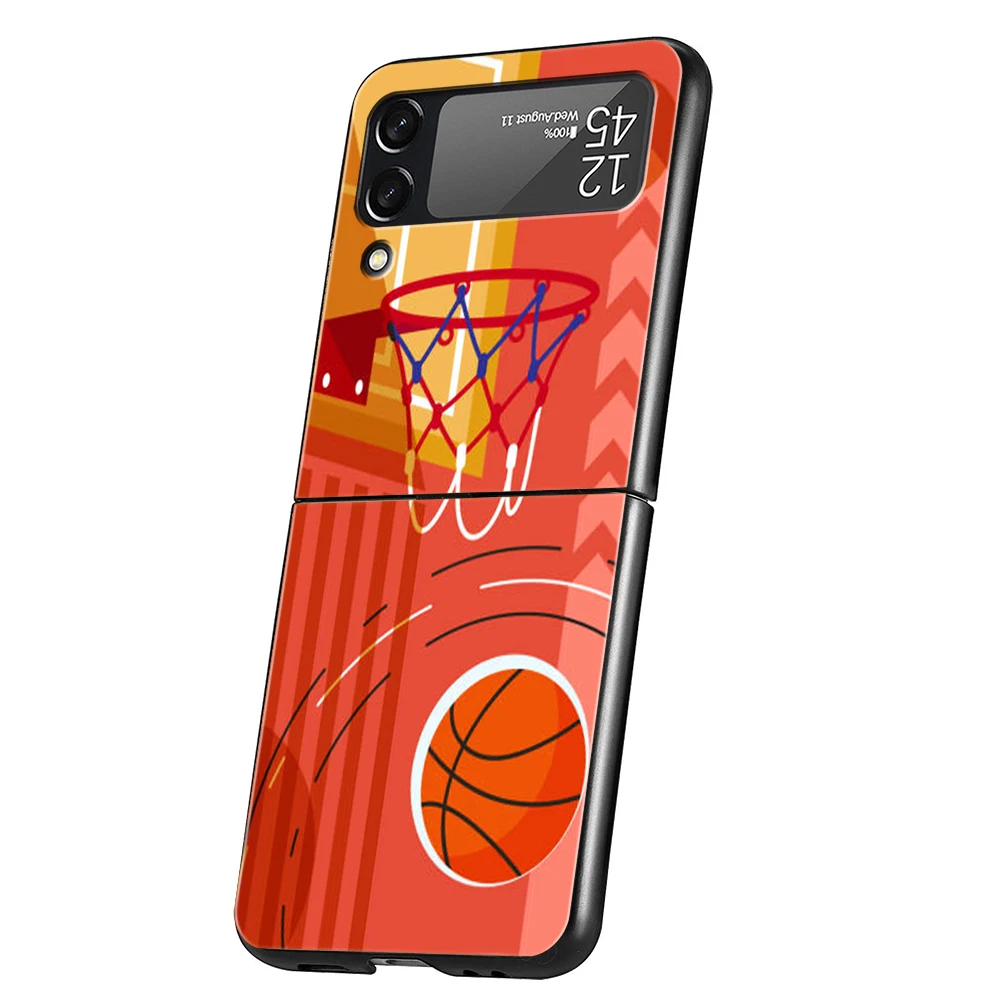 Basketball Basket Sports Hard PC Phone Case For Samsung Galaxy Z Flip 4 5 6 Black Cover For Galaxy Z Flip 3 Foldable Cases Funda