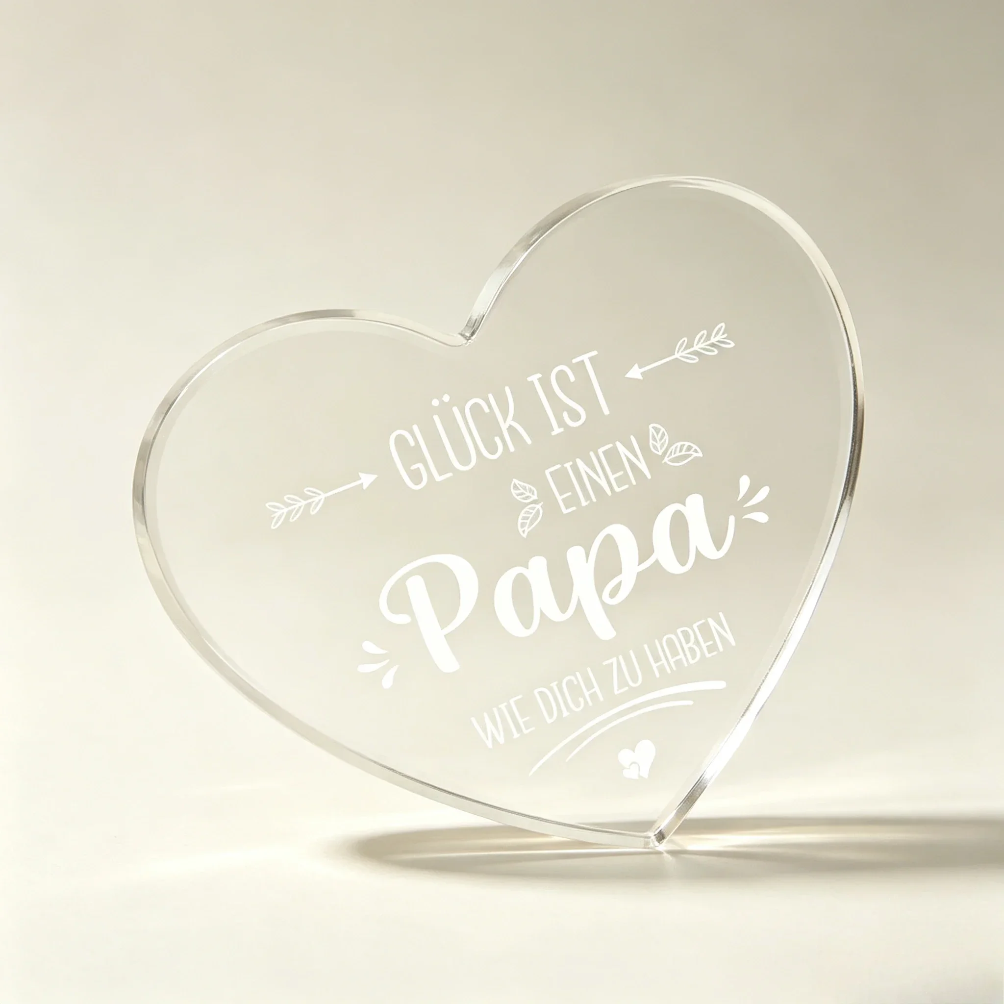 German Quote Heart Shaped Clear Acrylic Plaque Gift For Papa Father’s Day Desktop Keepsake