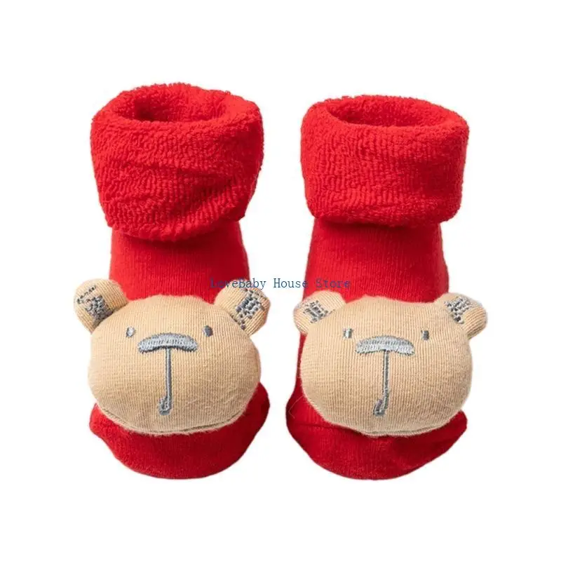 

BX0D противоскользящие детские рождественские носки для новорожденных, короткие носки унисекс, теплые толстые хлопковые носки на