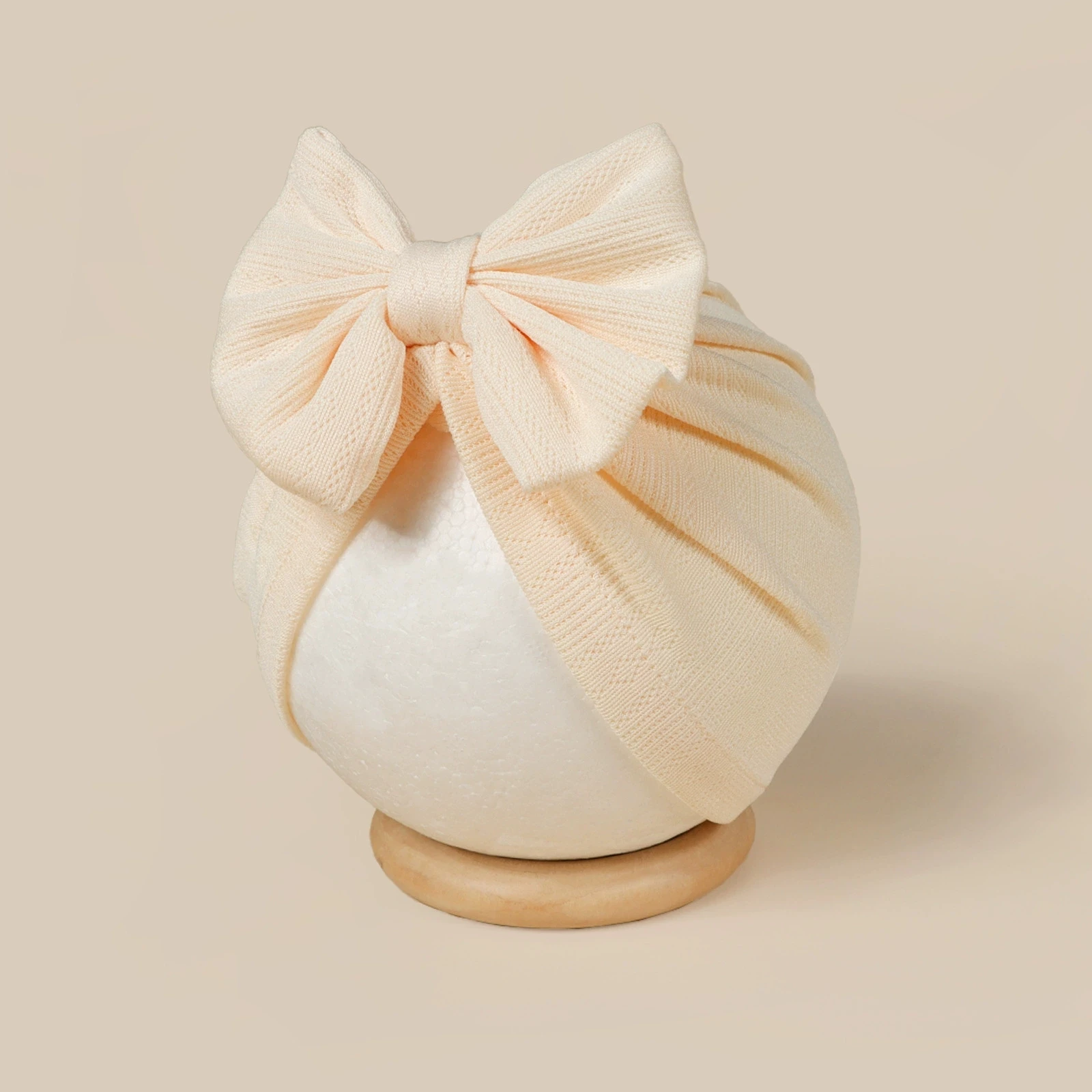 Baby Bowknot Turban Hat Newborn Ribbed Hats 0-3T Girls Elastic Cable Knit Indian Cap Autumn Cute Infant Beanies Kid Muslim Caps