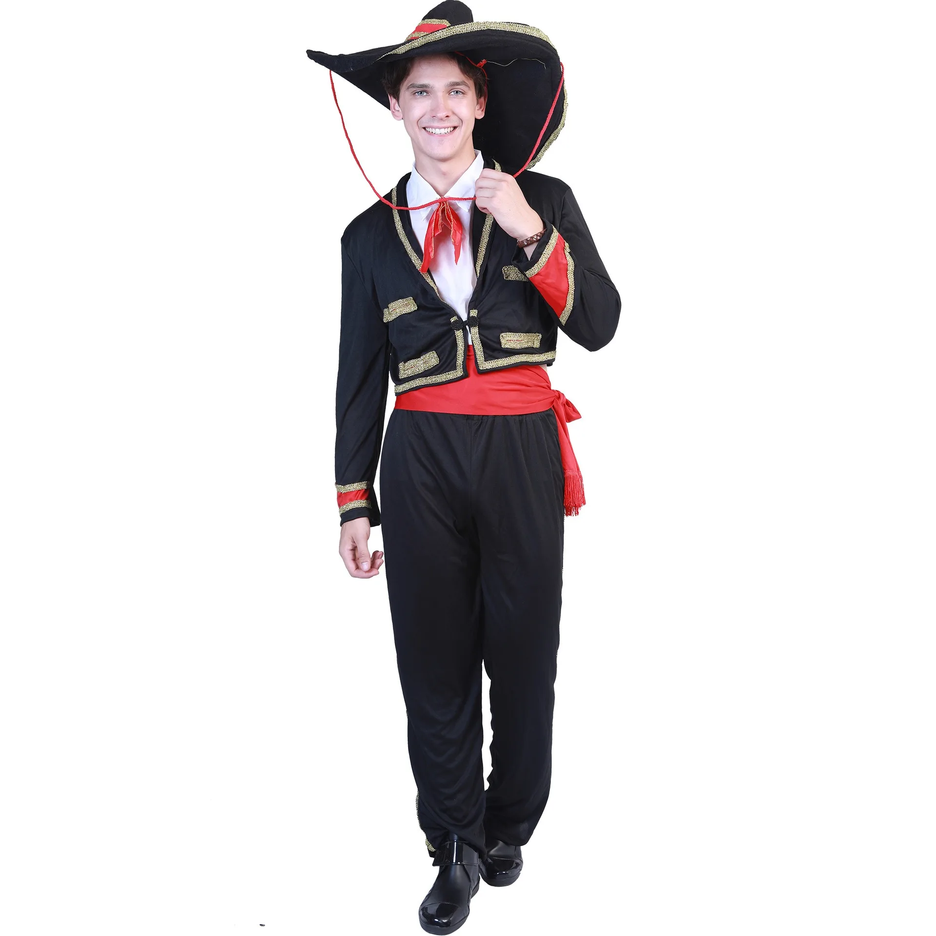 

Mexican Day of the Dead Festival Ethnic Costume Halloween Cosplay Outfit Skeleton Print Adult Size One Size Fits Most