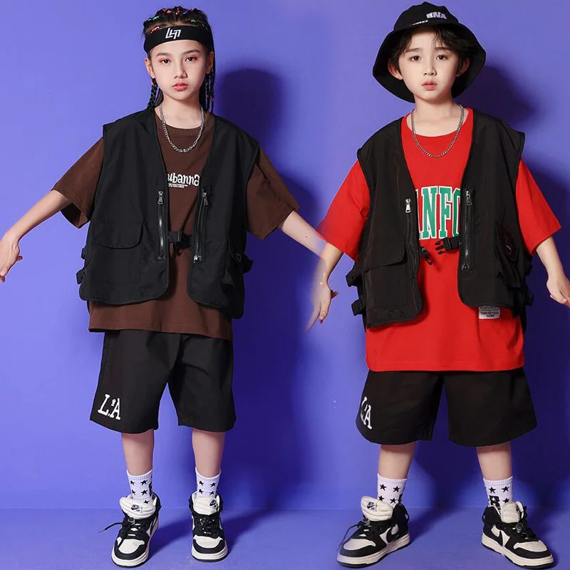 Children's hip-hop dance clothes, loose T-shirts, men's and women's denim jackets and pants, jazz dance clothes, Carnival