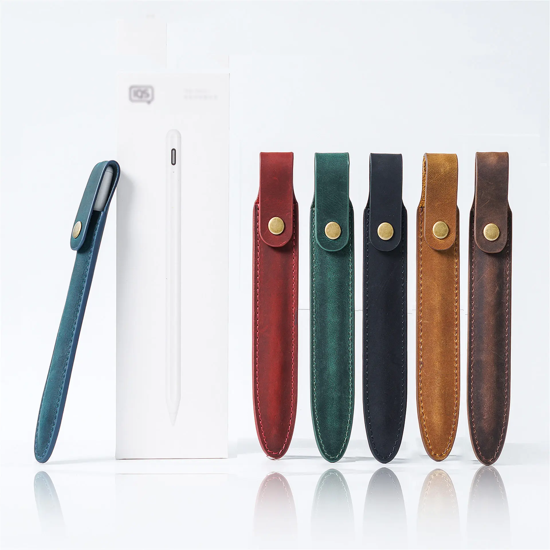Dla Apple Pencil 1/2 Case dla iPad przyklejony uchwyt Tablet Touch Pen Stylus Case etui torby koń skórzany pokrowiec ochronny
