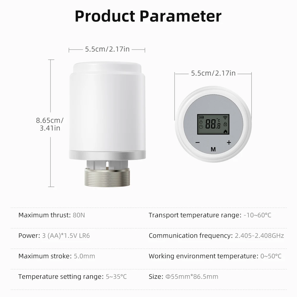 MIUCDA-termostato inteligente programable para el hogar, válvula de radiador TRV con WiFi, controlador de temperatura para Alexa y Google Home, Tuya