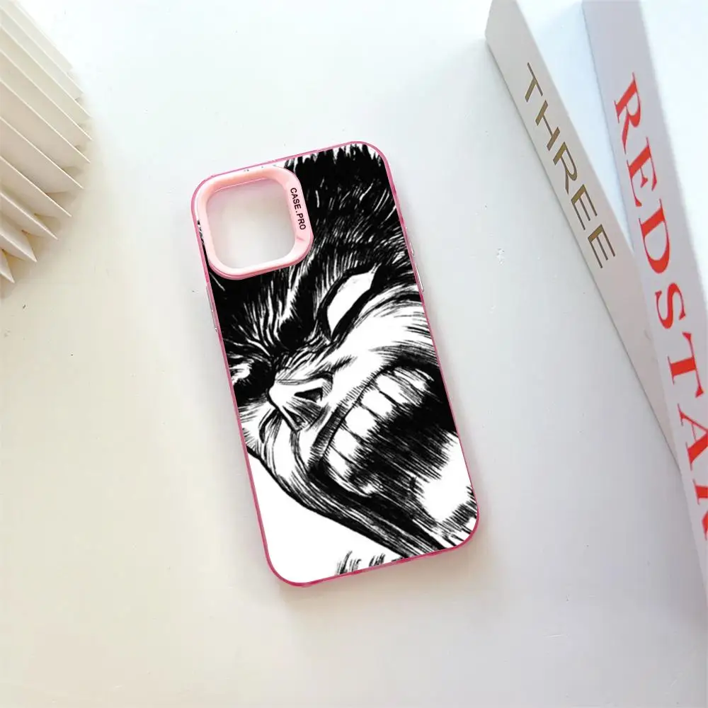 Guts Anime B-Berserk MINISO Phone Pink Popular In Korea Wholesale Case For IPhone 16 15 14 13 12 Pro XR Shockproof Color Cover