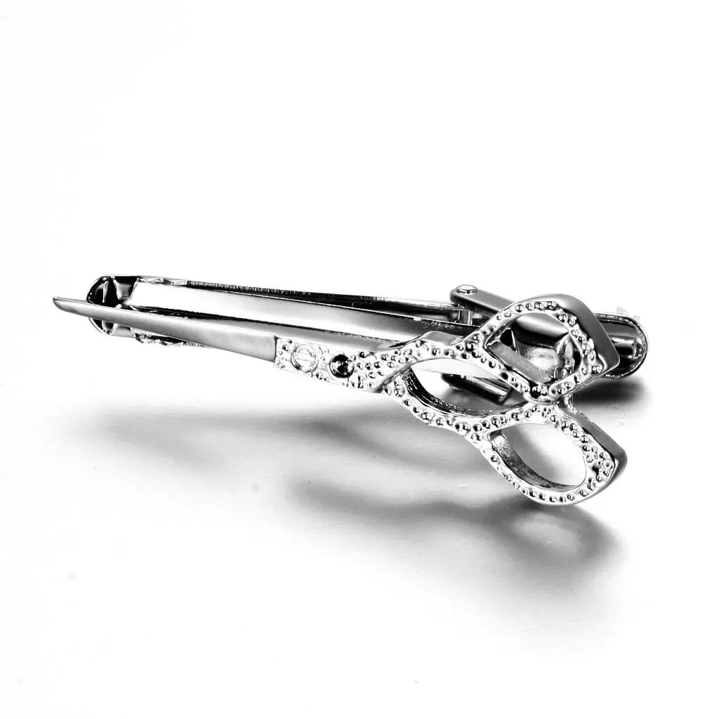 Metal Tie Pinch Clasp Unusual Necktie Clip Elegant Silver Accessory for Gentlemen Wedding Event