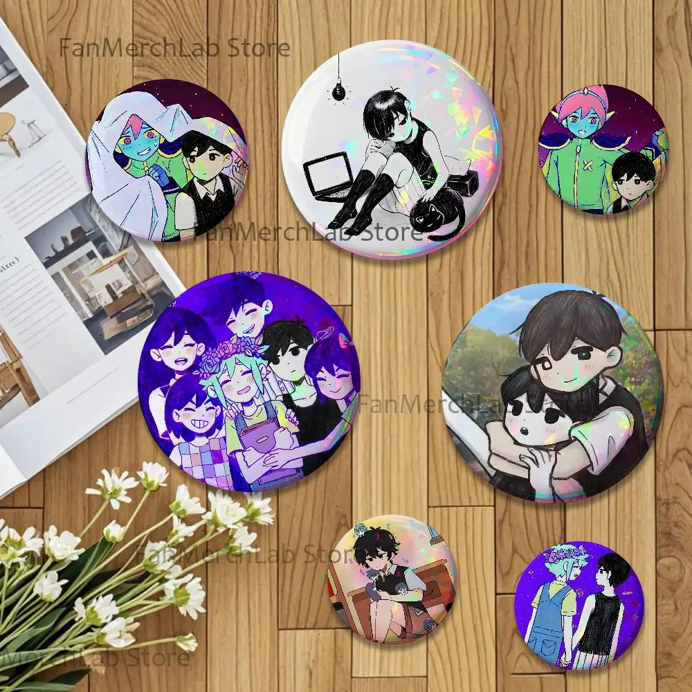 

Game O-Omori Sunny and Mewo Badge on Backpack Clothes decoration Tinplate Round Brooch Funny Custom Gifts for Friend