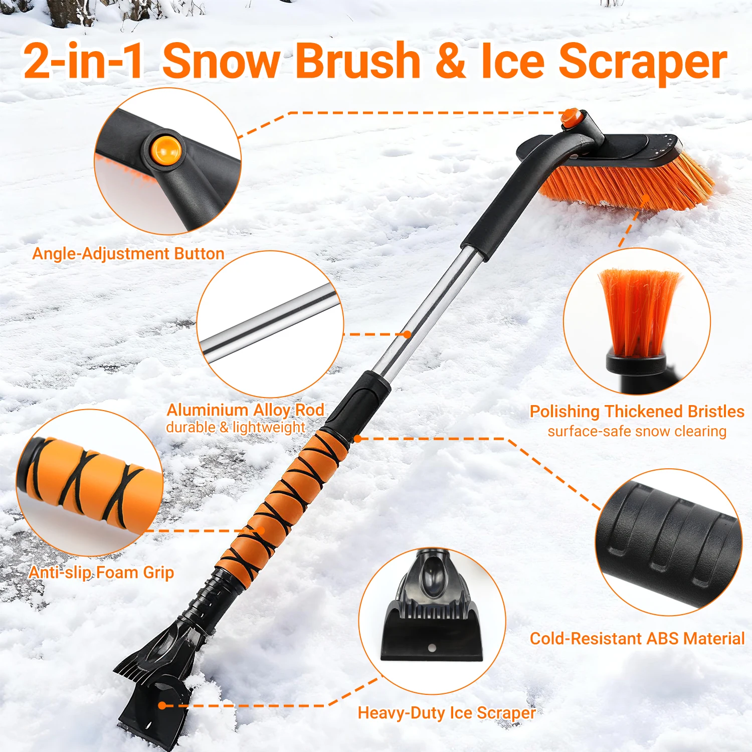 

Car Snow Shovel Extendable Ice Scraper Snow Brush Detachable Windshield Snow Remove Broom Winter Auto Cleaner Tool Accessories