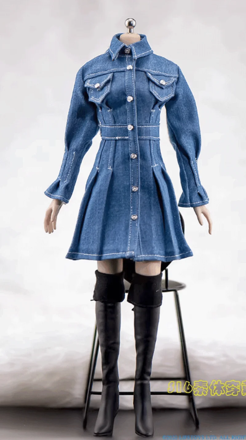 

LIFS22CL05 1/6 Female Soldier Shirt Denim Skirt Waist Wrapped JK for 12''doll(no figure)